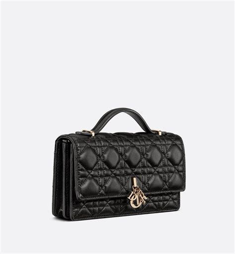 miss dior black lambskin|CHRISTIAN DIOR Lambskin Cannage Mini Miss Dior Bag Black .